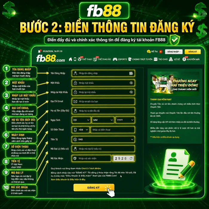 Điền thông tin được nêu trên trang đăng ký chứa biểu mẫu