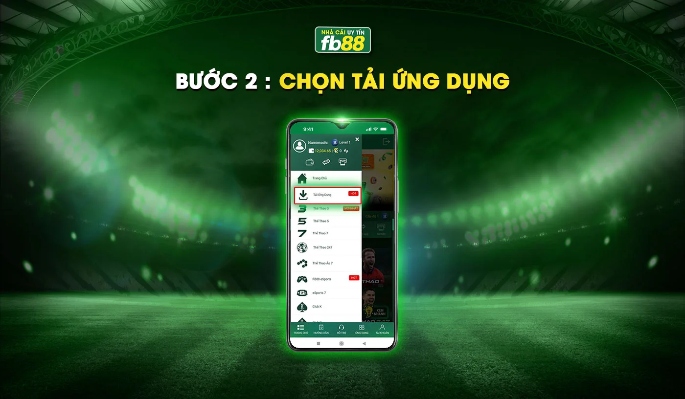 Tải App FB88: Hướng Dẫn Cài Đặt Nhanh Cho Android Và iOS Mở thanh menu và chọn mục ứng dụng để vào trang tải app FB88